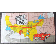 Historic Route 66 Flag 3'x5' 150x90cm Banner US car