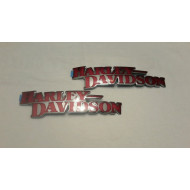 Harley Davidson Red Script Tank Badge Emblem Set
