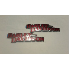 Harley Davidson Red Script Tank Badge Emblem Set