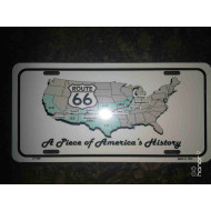 Route 66 A Piece Of America's History Metal License Plate Sign 6x12