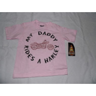 Harley Davidson My Daddy Rides A Harley Pink Girls Toddler T-shirt, 2 years