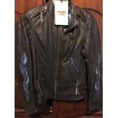 Harley-Davidson Leather Jacket with blue flames 97112-12VW Small