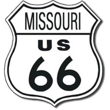 Plechová cedule černobílé logo Route 66 Missouri 28x29cm