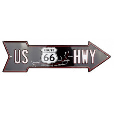 Plechová směrová cedule - Route 66 - US HWY 15x50cm AS25044