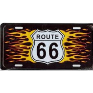 Route 66 with Flames License Plate 6x12 LP-1254