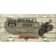 Route 66 America's Highway Metal License Plate Sign 6x12