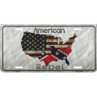 American Rebel Confederate Flag Metal License Plate Sign 6x12