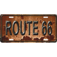 Route 66 Rusty Distressed Look Metal License Plate Sign 6x12