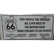 Route 66 -  This vehicle has traveled all 2448 miles of the Mother Road License Plate 6x12