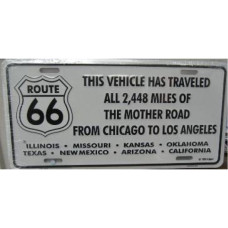 SPZ cedule - Route 66 - This vehicle has traveled all 2448 miles of the Mother Road 30x15cm