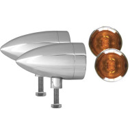 634027 Beacon-1 Halogen Smooth with Amber Lens 20 W for Harley