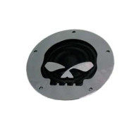 42-1062 Chrome Black Willie G Skull Derby Cover for Harley Twin Cam Dyna Softail