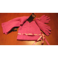 Harley Davidson girl scarf + knit gloves + cap pink set for 4-6 or 7-14 years