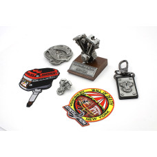 6pcs Harley-Davidson Shovelhead Motorcycle Gift Set (engine model, patches, pin, buckle)