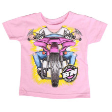 Official Paul Yaffe Bagger Nation Headless Biker Baby Girl Pink Shirt