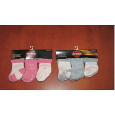 Newborn baby Socks Harley Davidson 6-12 months - 3 pink or blue pairs