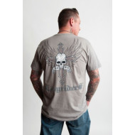 Easyriders Grey Men's Skull cross with Wings XL biker shirt