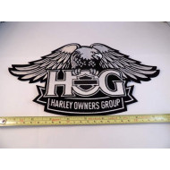 Harley Davidson HOG - velká zádová nášivka - stříbrný orel (orel kouká doprava)