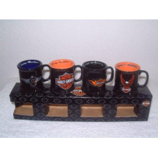 HARLEY-DAVIDSON Mug Shot Set Of 4 Ceramic Glasses