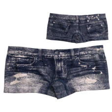 Hot Leathers Faux Denim Boy Shorts (BLUE, L)