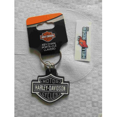 Harley-Davidson - gumová klíčenka - černobílé logo