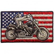 Nažehlovací nášivka motorkář + americká vlajka USA 10x5cm