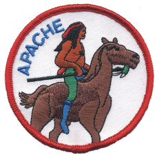 Kulatá nášivka Indian APACHE Native American embroidered patch - 7101, průměr 7,5cm