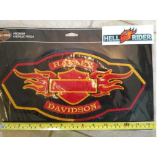 Harley Davidson velká zádová nášivka logo a plameny, 37x19cm