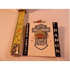 Vintage Harley Davidson Baron Pin Gold Tone Brass Flames Bar Shield Biker Badge