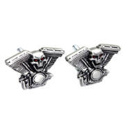 Skull on Panhead Engine License Plate Topper Set, by V-Twin