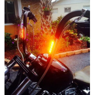 Cirius USA Gloss Black Tube-Mounted White/Amber LED Lights for Harley/Indian 1-1/4" Bars