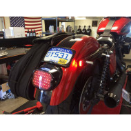 Harley-Davidson Softail Slim Alloy Art Black Fender Strut Red LED Marker Lights w/ Smoke Lens