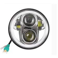 EU E-marked LED headlight for Harley Dyna Softail Sportster 5 3/4" with parking light chrome
