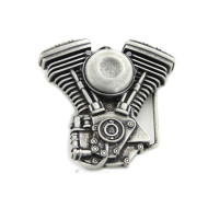 Harley V-Twin belt buckle with silver patina 