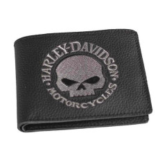Černá kožená peněženka s lebkou Harley-Davidson Skull - malá