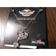 Harley-Davidson Women's Rhinestone Heart Necklace, Rhodium Plated 97811-17VW