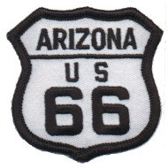 Motorkářská nášivka Route 66 - Arizona černobílá 6,5x6,5cm