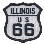 Motorkářská nášivka Route 66 - ILLINOIS černobílá 6,5x6,5cm