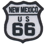 Motorkářská nášivka Route 66 - NEW MEXICO černobílá 6,5x6,5cm