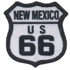 Motorkářská nášivka Route 66 - NEW MEXICO černobílá 6,5x6,5cm