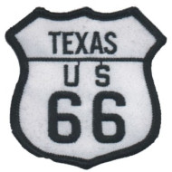 Motorkářská nášivka Route 66 - TEXAS černobílá 6,5x6,5cm