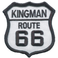 Motorkářská nášivka Route 66 - KINGMAN, Arizona černobílá 6,5x6,5cm