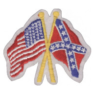 US x Rebel or Confederate flags patch biker patch, 3" tall x 3.875" wide