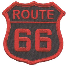 Motorkářská nášivka Route 66 - červená 6,5x6,5cm