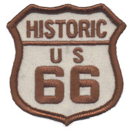 Motorkářská nášivka HISTORIC US Route 66, rozměr 6,5x6,5cm