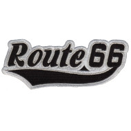 Motorkářská nášivka - nápis kurzíva Route 66,  12,5x5cm