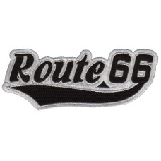 Motorkářská nášivka - nápis kurzíva Route 66,  12,5x5cm