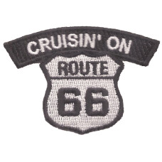 Biker patch CRUISIN' ON ROUTE 66 - 2.5" wide x 1.75" tall 