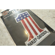Harley-Davidson #1 American Flag Bling Decal 2x3"