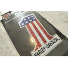 Harley-Davidson #1 American Flag Bling Decal 2x3"